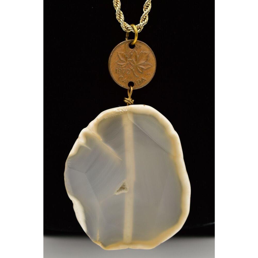 Just Charmed Pendant Necklace Long Statement Rock Stone Canada Unique Boho BinR